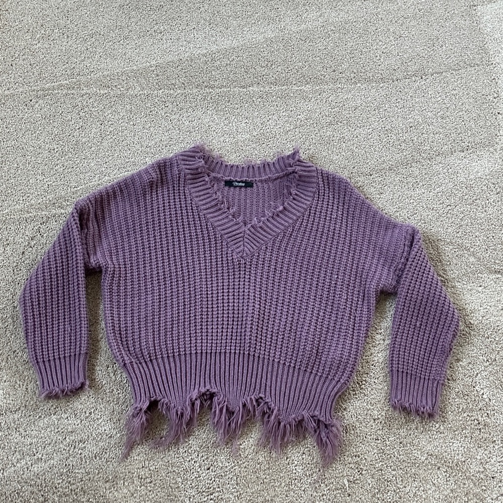Purple V-Neck Sweater